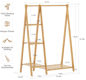 Petits porte-vêtements pour enfants porte-vêtements en <span class=keywords><strong>bois</strong></span> de bambou porte-vêtements avec étagères <span class=keywords><strong>costume</strong></span> de robe d'angle debout libre - Product Image 2