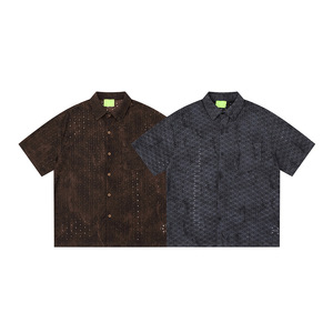 Nuova <span class=keywords><strong>Camicia</strong></span> Retrò <span class=keywords><strong>Traforata</strong></span> a Maniche Corte per Uomo 2026 - Product Image 3