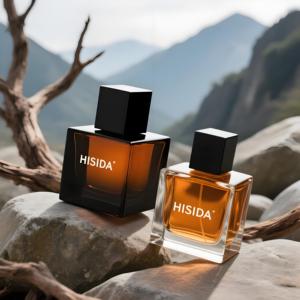 Vaporisateur de parfum vide carré ambré à sertir personnalisé 30ml 50ml 100ml Flacon de parfum en verre avec bouchon en bois - Product Image 2