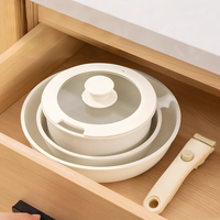 Nouvel ensemble d'ustensiles de cuisine à poignée amovible, casseroles antiadhésives épaissies et élégantes, batterie de cuisine multifonctionnelle pour la maison ou comme cadeau