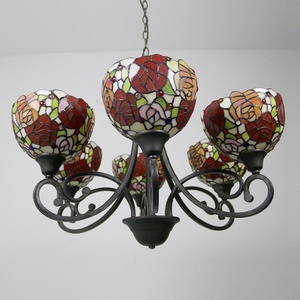 Lámpara de Araña Moderna de Lujo LongHuiJing con Cristales de Vitral Amarillo y Diseño Floral para Sala de Estar - Product Image 3