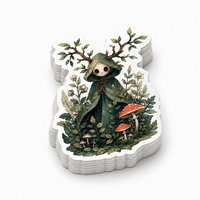 Autocollants personnalisés en vinyle PVC sur le thème des esprits de la forêt anime, avec finition brillante, vernis 3D, découpe UV en relief et gaufrage, représentant des créatures fantastiques