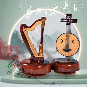 Yu Mo Miniature Moon Lute <b>Music</b> <b>Box</b> Round Creative Musical Instrument Model Ornament With <b>Music</b> Gift For Students Friends - Product Image 5
