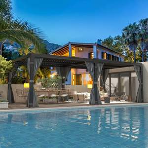 10 '* 13' 12 '* 16' <span class=keywords><strong>Abri</strong></span> de parasol de pergola à persiennes en aluminium pour <span class=keywords><strong>jardin</strong></span> et patio avec stores électriques 10 '* 10' 12 '* 20' - Product Image 4