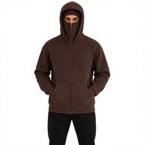 Sweat à capuche zippé intégral pour homme en molleton de coton, coupe classique, couleur unie, style décontracté, streetwear d'automne - Product Image 1