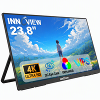 Moniteur portable 23,8 pouces IPS 4K UHD avec support réglable à 180°, haut-parleur audio intégré, FreeSync pour le jeu et le multitâche