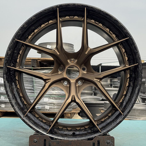 Rueda de Carreras Cóncava de Aleación Forjada en Fibra de Carbono con Acabado Bronce Cepillado, con Tapa Central, Ajuste Universal, Rueda de Repuesto para Auto Deportivo - Product Image 6
