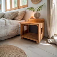 Table de chevet en bois avec lit pour animaux de compagnie, mobilier pour animaux, maison pour chat d'intérieur, cachette confortable intégrée et table d'appoint pour chambre à coucher