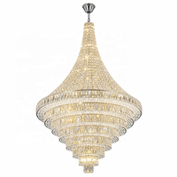 Lustre LED conique en cristal à plusieurs niveaux, sur mesure, de luxe, réglable en hauteur, pour hall d'hôtel, villa, escalier, plafond haut