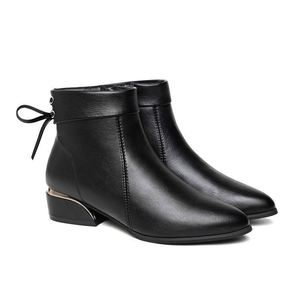 Bottines classiques à plateforme en dentelle pour femmes Maxfree, noires, à fermeture éclair, chaussures d'hiver décontractées avec talon fin et haut - Product Image 6