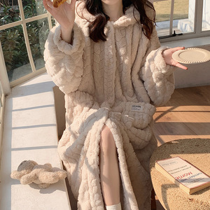 Albornoz <span class=keywords><strong>de</strong></span> invierno con diseño <span class=keywords><strong>de</strong></span> invierno para <span class=keywords><strong>mujer</strong></span>, ropa <span class=keywords><strong>de</strong></span> dormir <span class=keywords><strong>de</strong></span> manga larga para <span class=keywords><strong>mujer</strong></span>, <span class=keywords><strong>bata</strong></span> gruesa con capucha, <span class=keywords><strong>Bata</strong></span> - Product Image 3