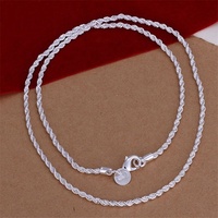 Collier chaîne en os de serpent de 3mm plaqué argent en laiton de conception classique Corde torsadée de 2mm et chaîne en os de serpent plat de 6mm