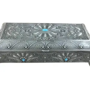 hot sale pewter plated wedding antique zinc alloy jewellery box
