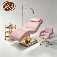 Table de massage électrique de luxe beige à 3/4 moteurs pour salon de beauté, lit de tatouage, lit facial, lit esthétique incurvé pour cils, lit de beauté