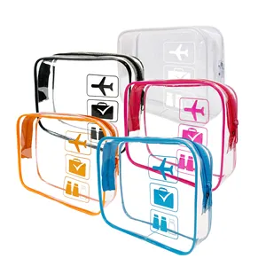Logotipo personalizado PVC Clear Maquiagem Sacos para Viagem Sacos de Higiene Pessoal Portátil Impermeável para Homens e Mulheres Impermeável Cosmetic Bags Case