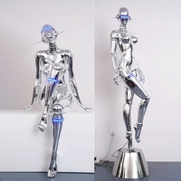 Populaire Grand Sexy Femme Métal Statue Sculpture Bar Décoration Sexy Robot Sorayama Grand Robot Sculpture à vendre