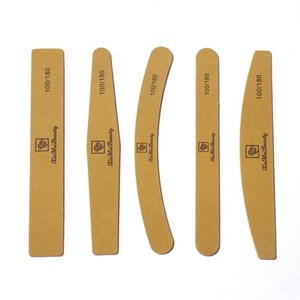 Lima de uñas marrón áspero 80/80 Grit Jumbo Diamond Banana Straight Half Moon Shape Centro de plástico duro No doblar Lima de uñas Premium - Product Image 1