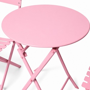Wholesale Folding Metal Table and Chairs <strong>Set</strong> 3 Piece Outdoor <strong>Bistro</strong> Furniture for Cafe Balcony Garden Patio Courtyard - Product Image 6