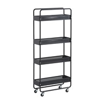 Chariot de rangement de cuisine multifonctionnel moderne à trois niveaux en fer, design étroit pour salle de bain et garage, idéal pour boissons et outils