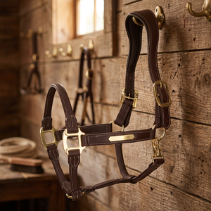 Adjustable Genuine Leather Horse Halter for Professional Riding <b>Equestrian</b> Equipment From Divine International - Product Image 2