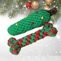 Série de noël écologique moderne chien corde jouets formes mixtes canne à sucre os boule tressé cordon tirer chercher exercice cadeau