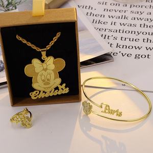 Joias personalizadas de minnie, conjunto de joias de personagem, colares de anel, pulseira personalizada, nome e colar, dropshipping - Product Image 6