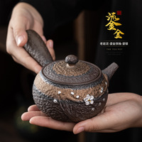 Guzaoxiao alten Stein Ton Silber vergoldet Steinzeug Seiten griff Topf Keramik Sieb Teekanne handgemachte einzelne Teekanne Kung Fu Tee-Set