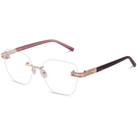 Elan Optical R2509, Gafas Ópticas de Diseño Cuadrado para Mujer, Más Vendidas, Montura Sin Aro, Gafas Metálicas Sin Montura con Puntas de Acetato
