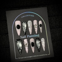 Faux ongles personnalisables faits à la main, style gothique, étoiles 3D métalliques, à coller, forme stiletto, style grunge