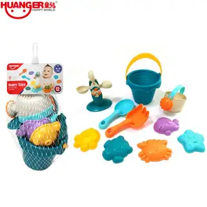Huanger อ่างอาบน้ำและสาดน้ำสำหรับเด็ก,ชุดสปริงเกลอร์สี่ชิ้นกาวนิ่มถังของเล่นชายหาด