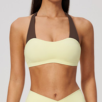 2588 Soutien-gorge de yoga pour femme à maintien moyen, séchage rapide, résistant aux chocs, en Spandex/Nylon brossé, nouveau modèle, style halter-top