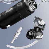 Bouteille de voyage isotherme portable réutilisable en acier inoxydable, anti-fuite, à double paroi, avec paille et couvercle