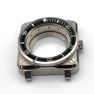 Boîtier de montre en acier noir avec anneau goutte à goutte en caoutchouc fond Transparent pour <span class=keywords><strong>SKX009</strong></span> SKX007 SRPD accessoires de montre de mouvement automatique - Product Image 2