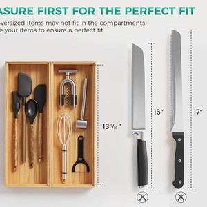 Wooden <b>Drawer</b> <b>Organizer</b> With Compartments For Knife Fork Storage Modern Minimalist Design Stackable <b>Kitchen</b> Utensil Holder - Product Image 5