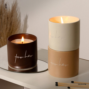 AIKUN Manufacturer Custom Bulk Nordic Carving Ceramic <b>Cup</b> Scented Candle Container for Home Decor Aromatherapy Living Room - Product Image 1