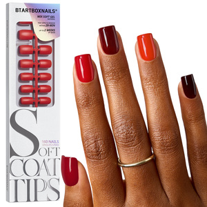BTArtbox SCOATTIPS XS - Puntas de Uñas Rojas para Salón, 160 Piezas, Venta al por Mayor, Gel Suave, Extra Cortas, Cuadradas, Otoño Invierno, Uñas Artificiales a Presión - Product Image 1