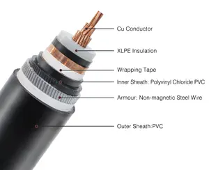 QianHao calidad alto voltaje yjlv yjv22 3x240mm2 3x95mm2 35 kV 8715kv XLPE cable de alimentación de tres núcleos