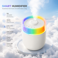 Humidificateur portable intelligent 4L avec écran tactile, veilleuse LED et brume froide