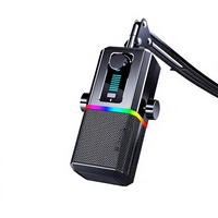 Micrófono de Escritorio Inalámbrico USB-C con IA de Doble Modo, Cancelación de Ruido, Micrófono de Condensador para PC, Luz RGB, Micrófono para Juegos USB