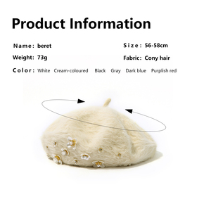 Thời trang cô gái mùa thu và mùa đông dễ thương nghệ sĩ ấm áp mũ thỏ tóc ngọc trai hoa Beret borete de boina - Product Image 5