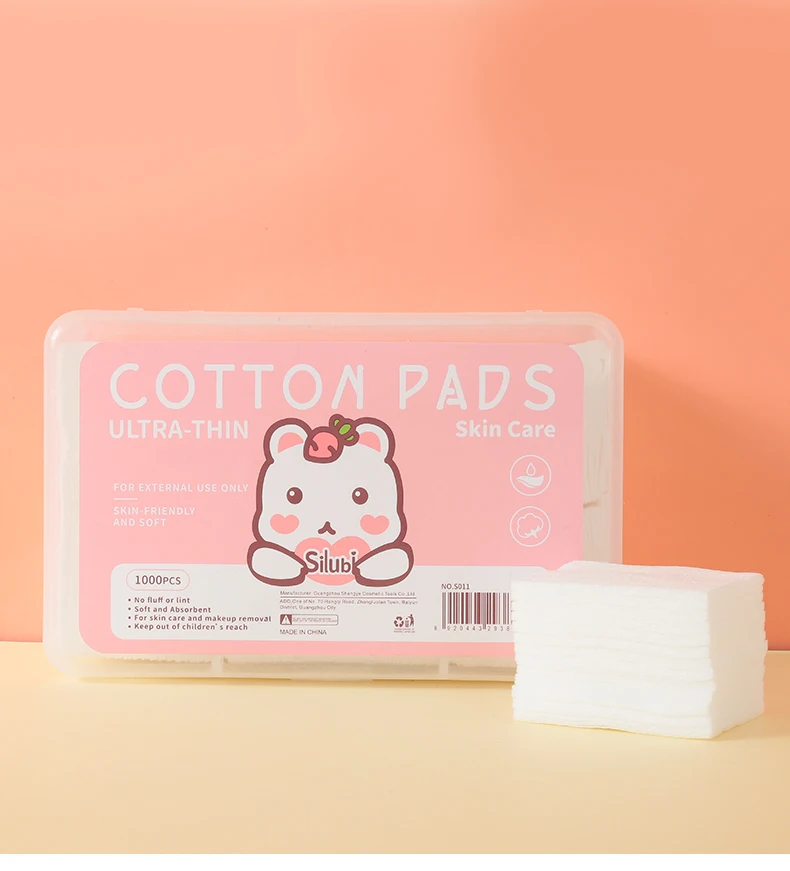 Custom Logo Wholesale Cosmetic Facial Thin Cotton Pad 1000pcs/box Disposable Cotton Facial Make Up Remover Pads Nail S011