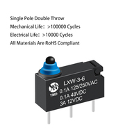 Micro-interrupteur étanche à trois pattes de petite taille, indice de protection IP67, pour serrure de porte de voiture, normalement ouvert/normalement fermé, 3A 125VAC PA66