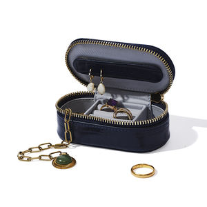 Небольшой портативный ящик для хранения ювелирных изделий дорожный полиуретановый чехол для ювелирных изделий из крокодиловой кожи роскошный миниатюрный Овальный дорожный ящик с узором из крокодила - Product Image 3