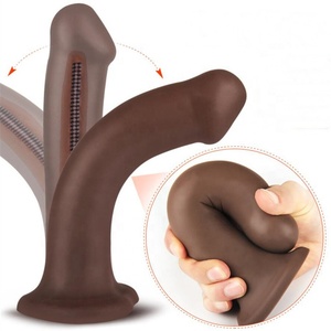 Masturbation féminine pliable sangle en silicone <span class=keywords><strong>sur</strong></span> gode énormes jouets sexuels réalistes sans balles matériau souple en TPE et PVC - Product Image 4
