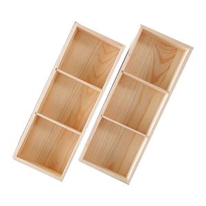 Jardinière à fleurs <span class=keywords><strong>en</strong></span> <span class=keywords><strong>bois</strong></span> naturel avec 3 séparateurs Rectangle sculpté Présentoir à bijoux de table multifonction pour articles divers - Product Image 1