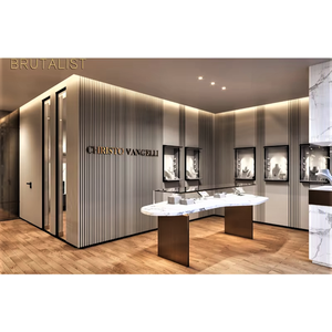 Gabinete de exhibición de pared de Joyería Moderna personalizada, diseño de lujo de madera Led para collar, estante de exhibición, Mostrador de joyería de vidrio, escaparate - Product Image 1