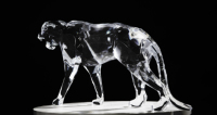 Sculpture de léopard en résine transparente peinte à la main, écologique, prix d'usine, grande décoration d'intérieur, ornements