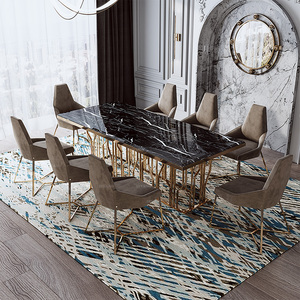 Ensemble de table et chaises de salle à manger de luxe, design moderne, plateau noir, 8 places, taille D - Product Image 2