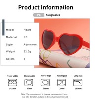 Lunettes de Soleil Unisexe Tendance Forme Cœur, Verres AC, Monture PC, Diffractives, en Montures Rouges, Noires, Blanches pour Hommes et Femmes