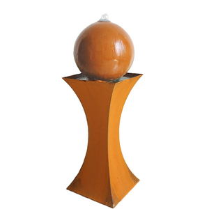 Fontaine d'eau de <span class=keywords><strong>jardin</strong></span> en acier Corten avec rotin - Product Image 1